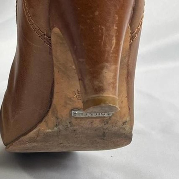 Vintage Tan Brown Diesel Heeled Cowboy Boots with Leather Detailing Size 6 - Picture 4 of 4